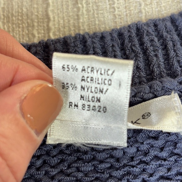 August Silk Womens Blue Pointelle Knit Cardigan Toggle Neck Sweater Medium - Picture 2 of 8